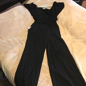 Black Off the shoulder pants jump suit